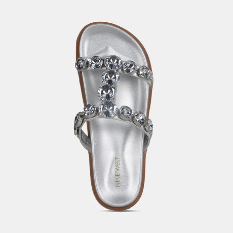 Nine West Women Gunmetal Platform Heel Mule Sandal