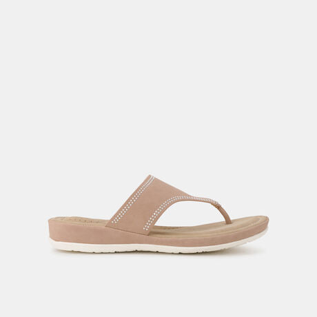 Bata Comfit Women Pink Wedge Heel Thong Sandal