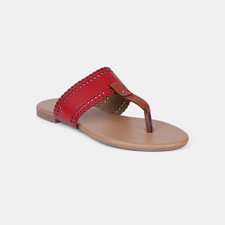 Bata Women Red Casual Thong Flats