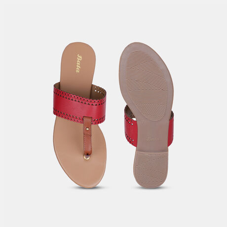 Bata Women Red Casual Thong Flats