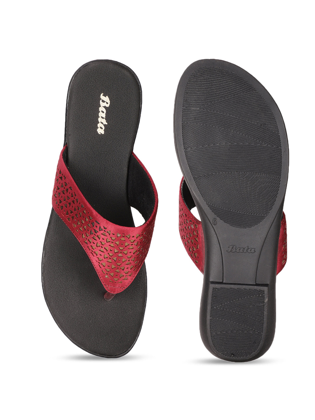 Bata Women's Red Casual Thong Flats - Red
