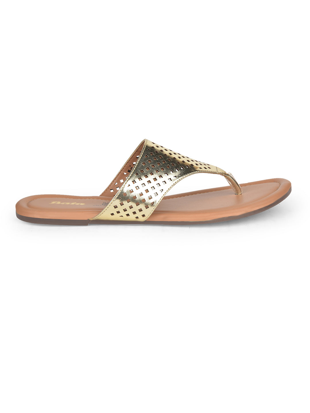 Bata Women's Rose Gold Casual Thong Flats - Rose Gold