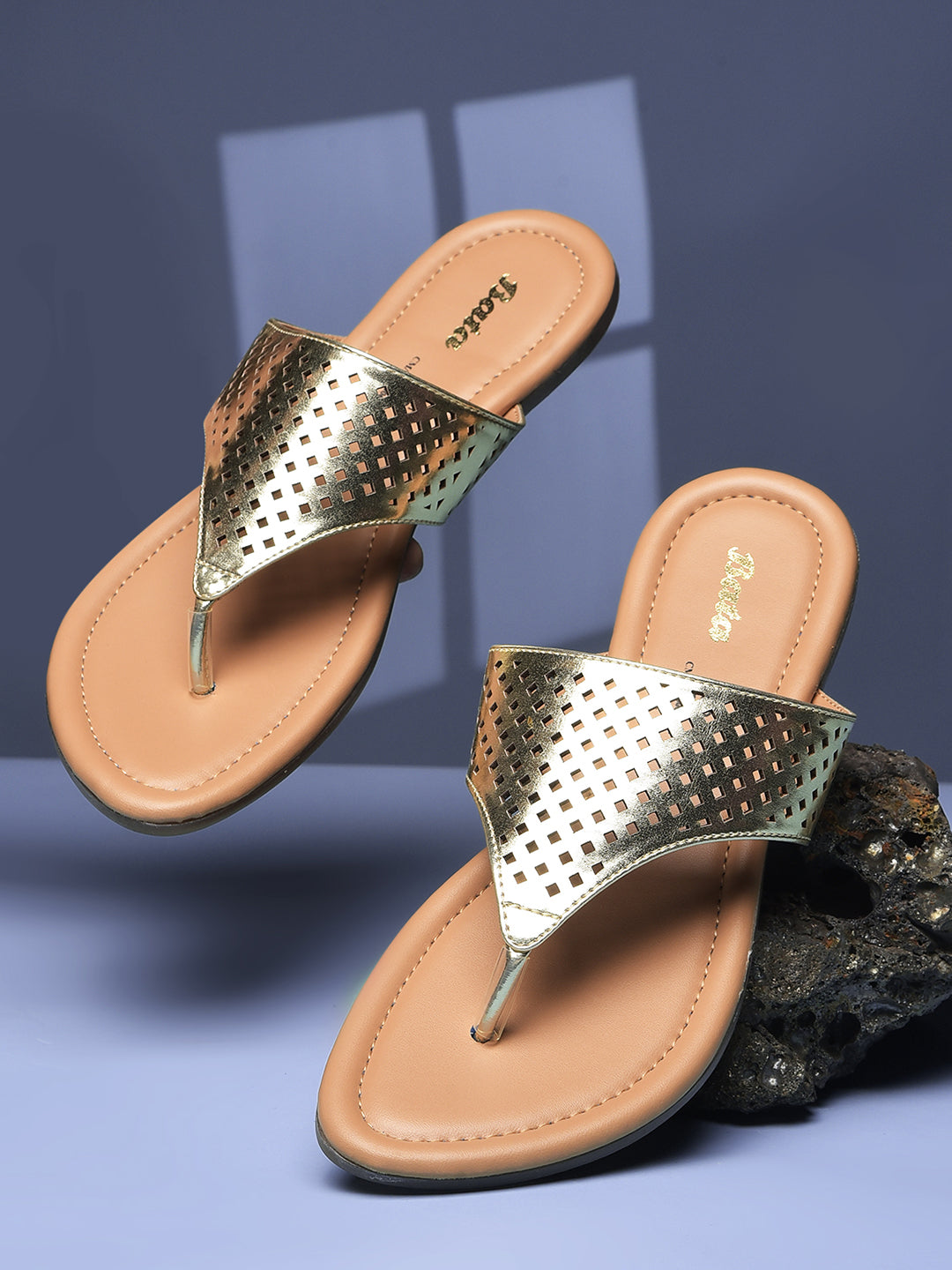 Bata Women's Rose Gold Casual Thong Flats - Rose Gold