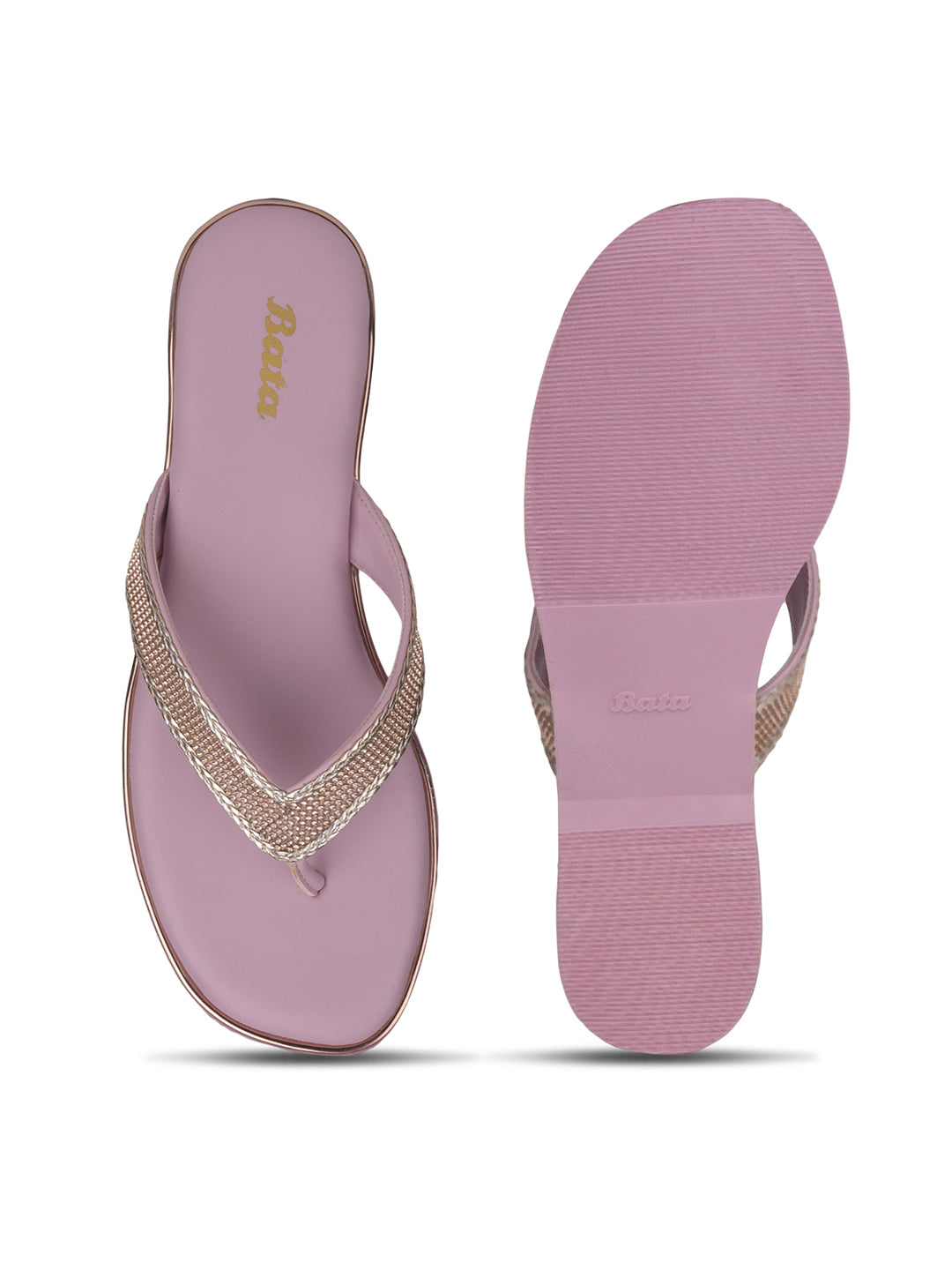 Bata Women Pink Casual Thong Flats - Pink - View 4