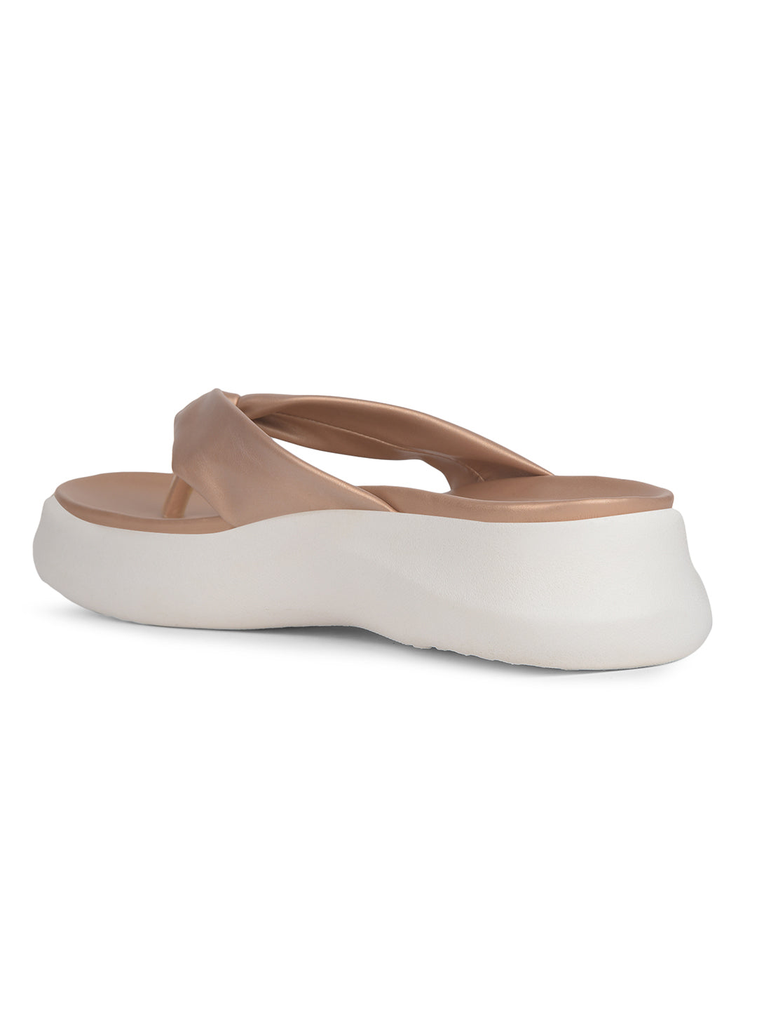 Bata Women Rose Gold Wedge Heel Thong Sandal - Rose Gold - View 3