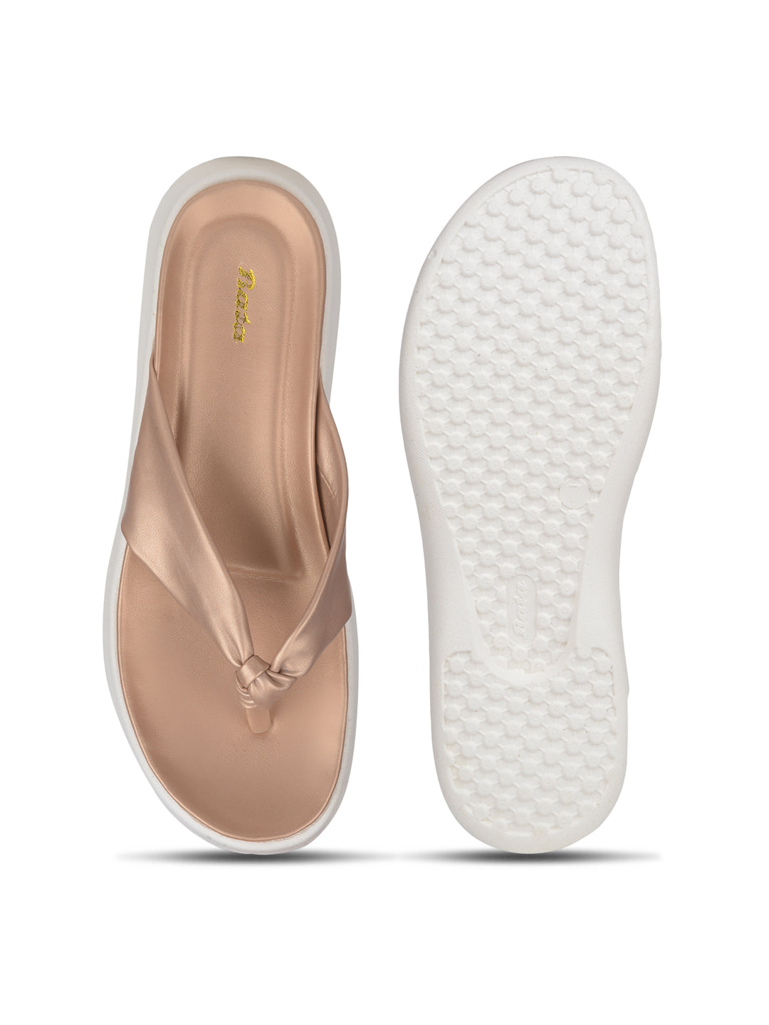 Bata Women Rose Gold Wedge Heel Thong Sandal - Rose Gold - View 4