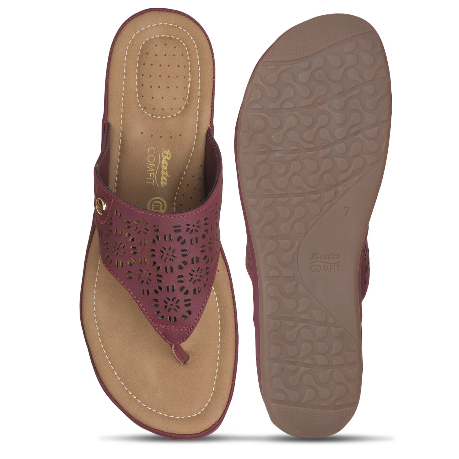 Bata Comfit Women's Pink Casual Thong Sandals - Pink
