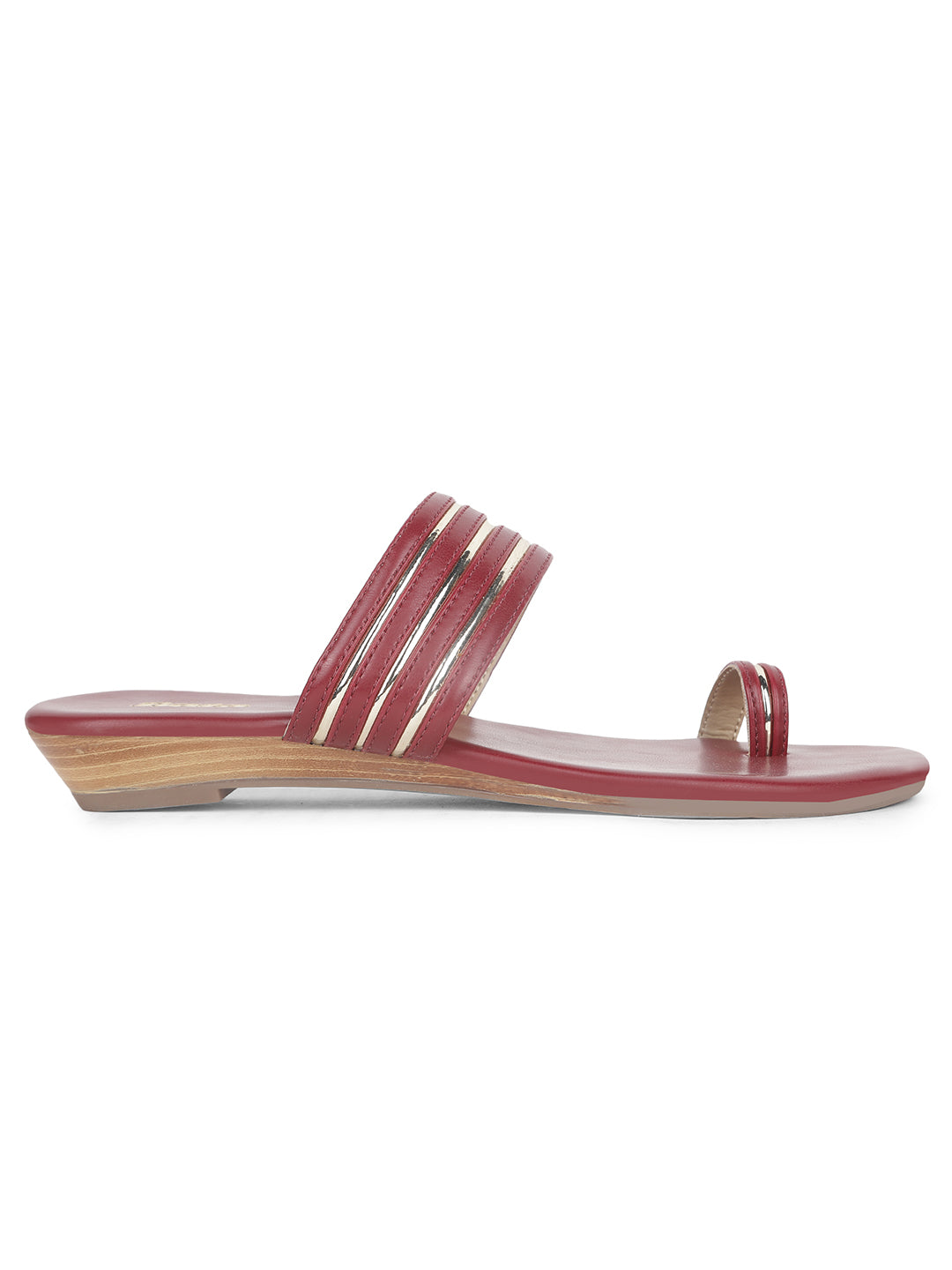 Bata Women Maroon Casual Toe Ring Flats - Maroon - View 2