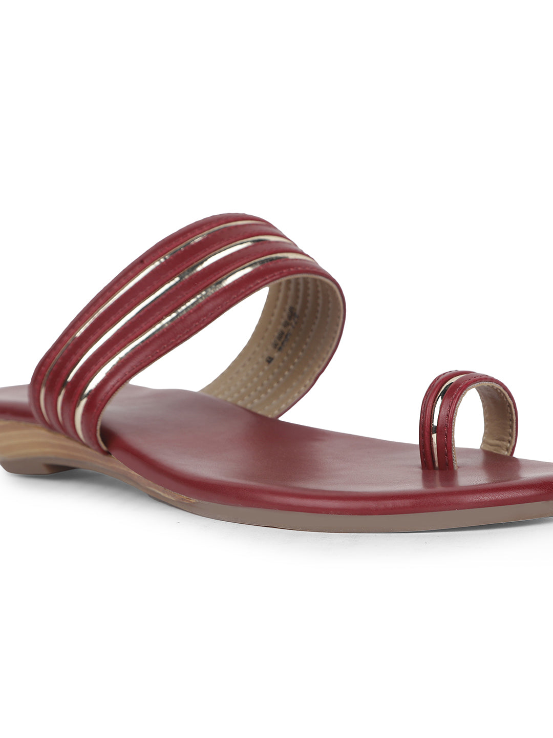 Bata Women Maroon Casual Toe Ring Flats - Maroon - View 5