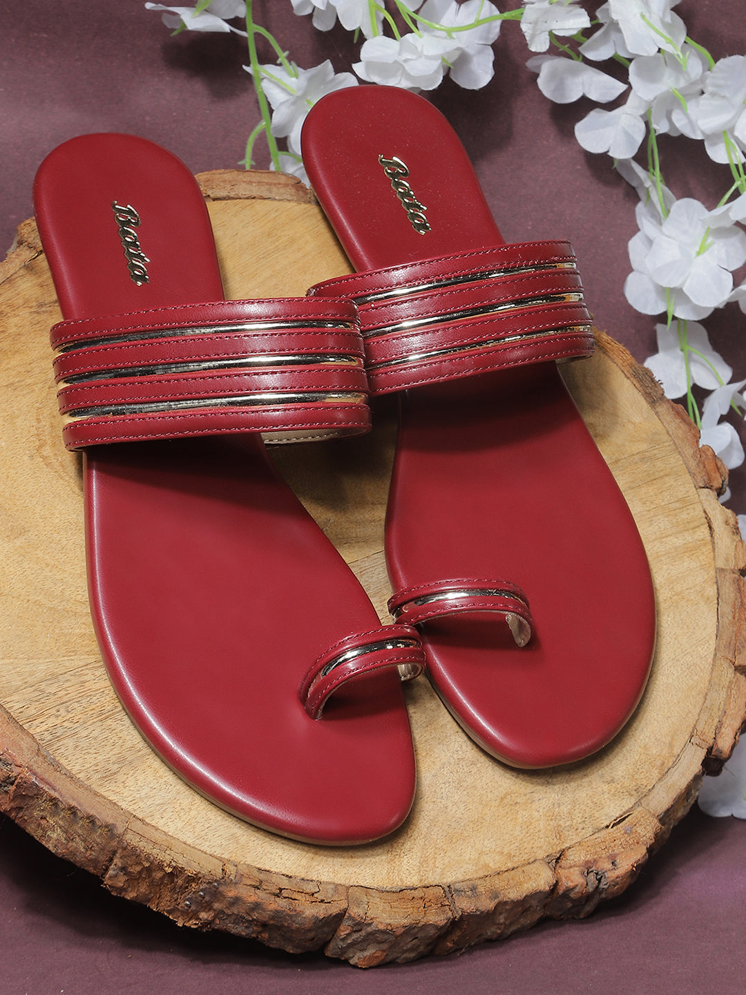 Bata Women Maroon Casual Toe Ring Flats - Maroon - View 6