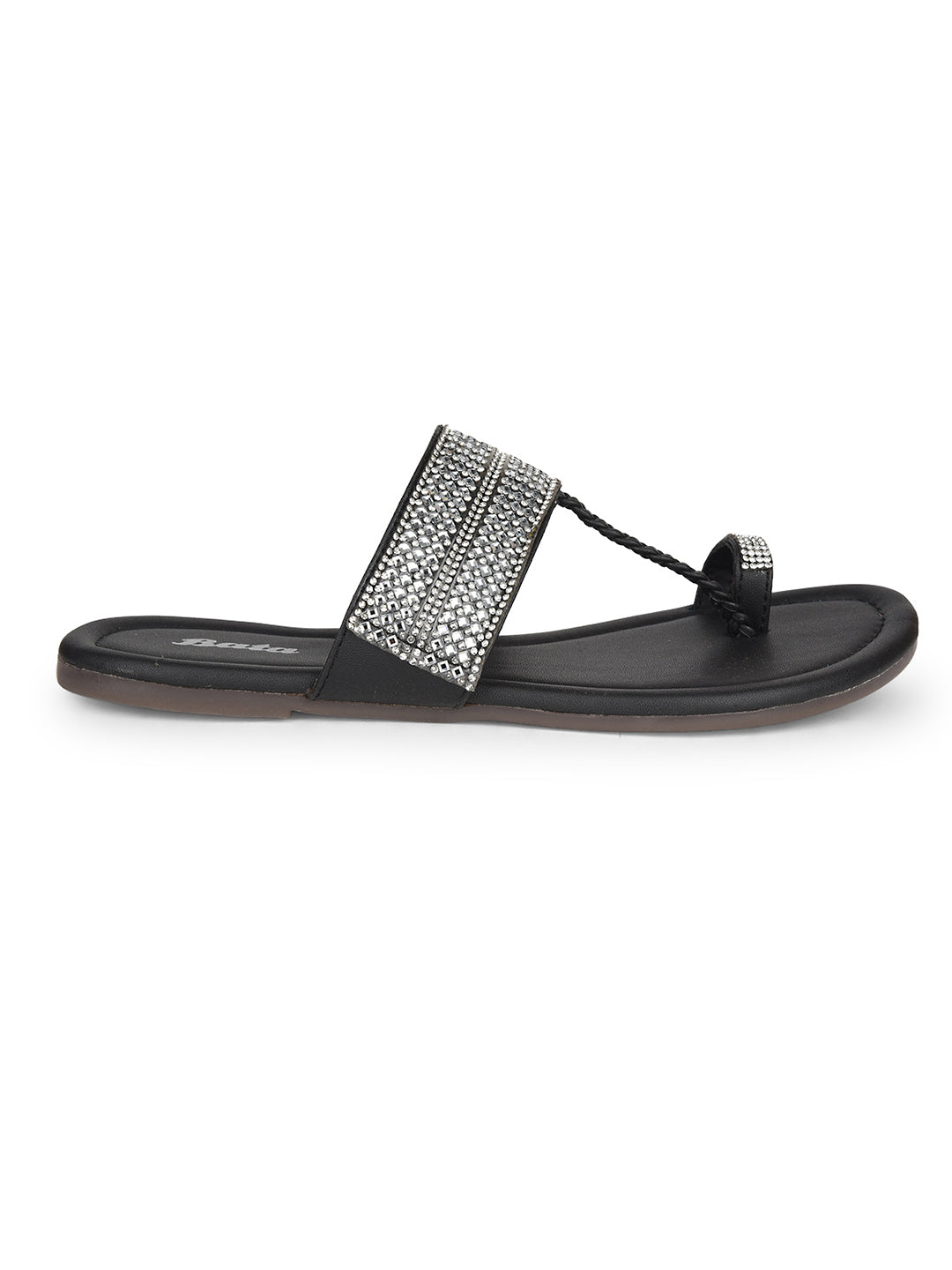 Bata Women's Black Casual Toe Ring Flats - Black