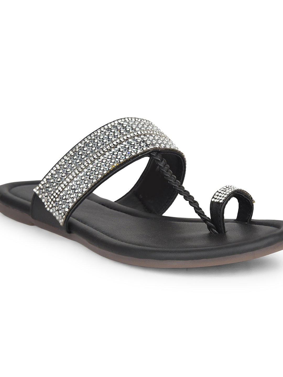 Bata Women's Black Casual Toe Ring Flats - Black