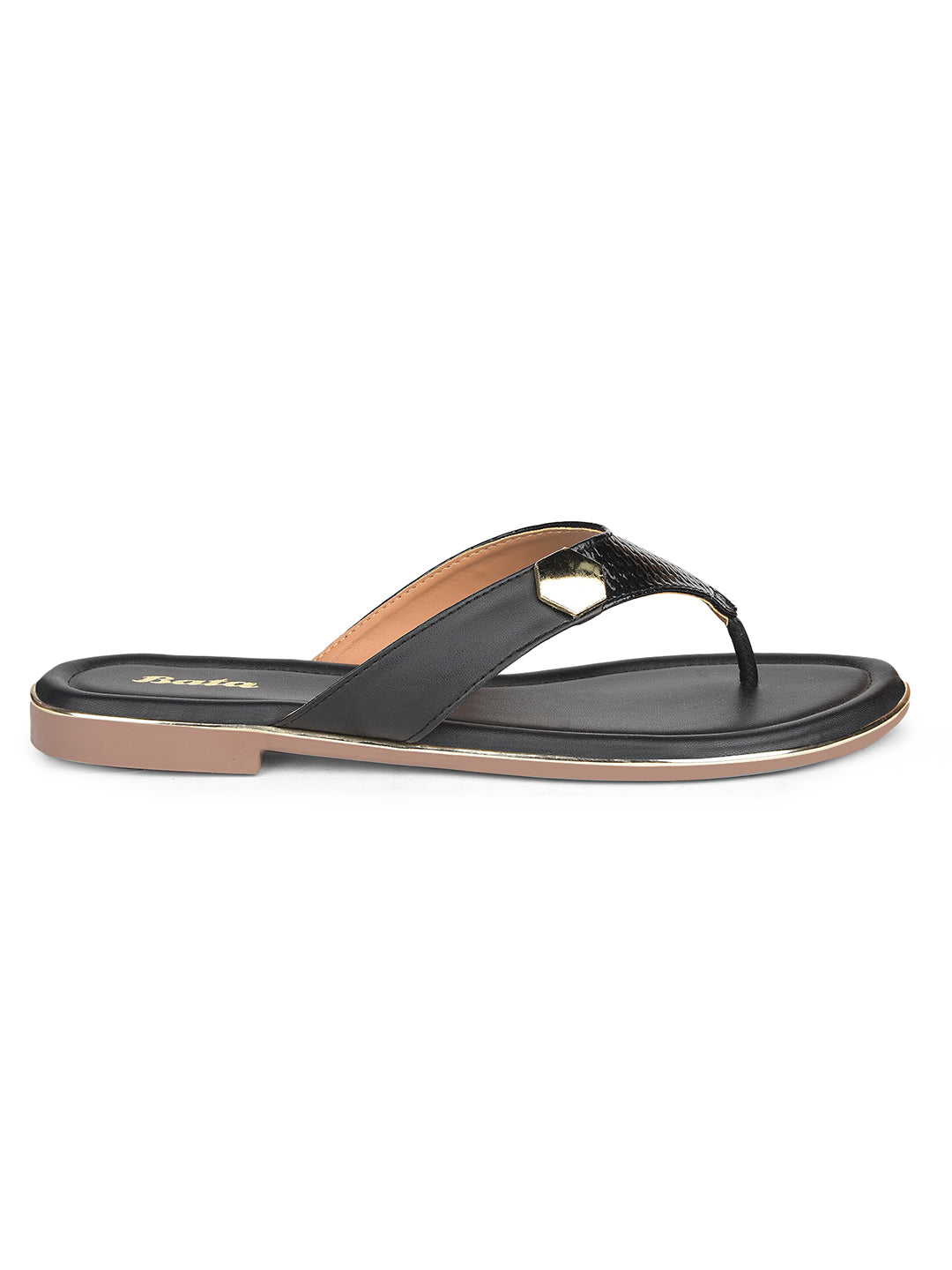 Bata Women's Black Casual Thong Flats - Black