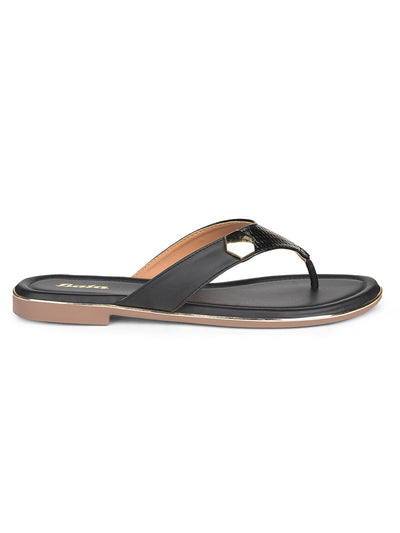 Bata Women's Black Casual Thong Flats - Black