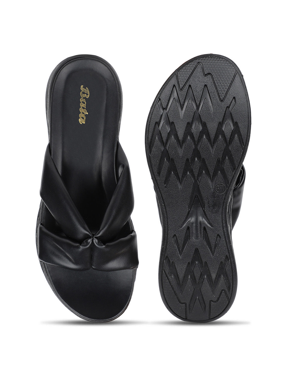Bata Women Black Wedge Heel Mule Sandal - Black - View 4