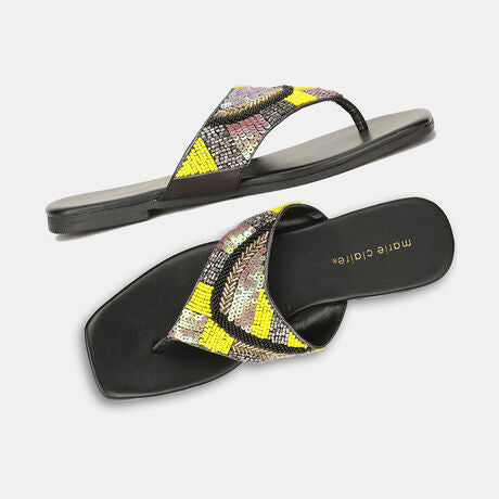 Marie Claire Women Black Casual Thong Flats