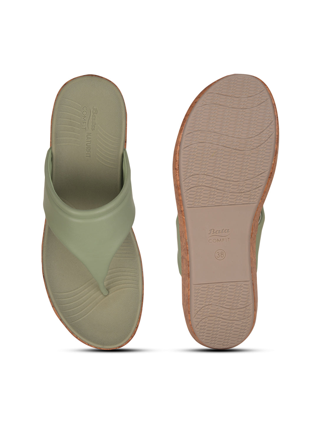 Bata Comfit Women Green Wedge Heel Thong Sandal - Green - View 4