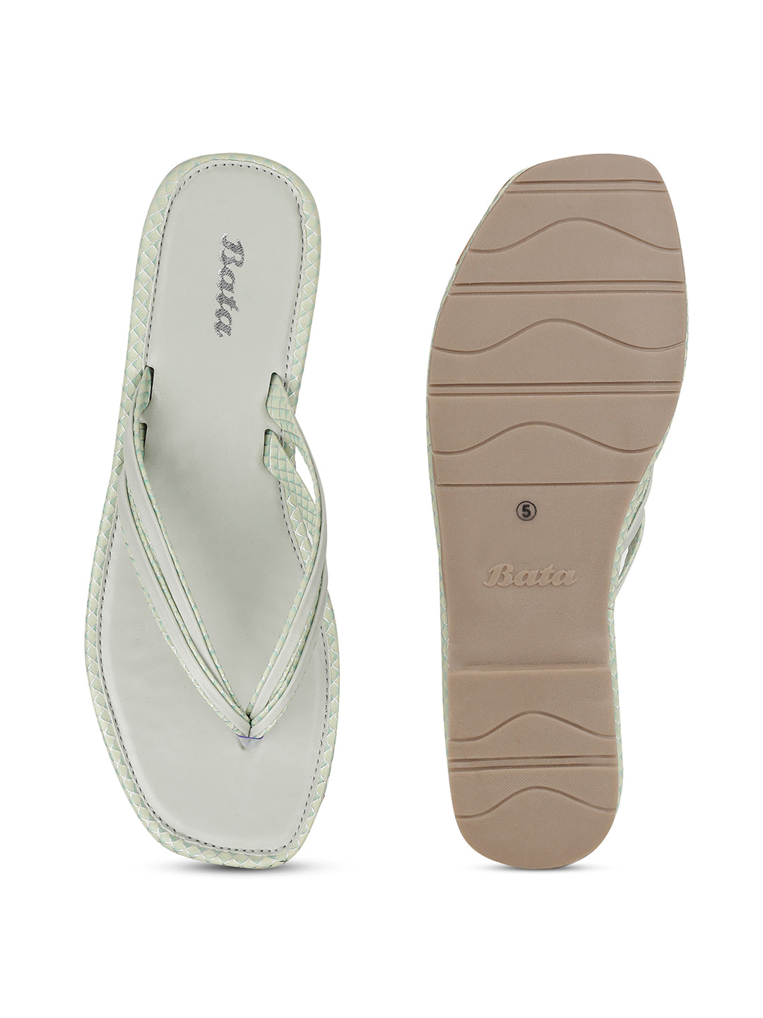 Bata Women Light Green Casual Thong Flats - Light Green - View 4