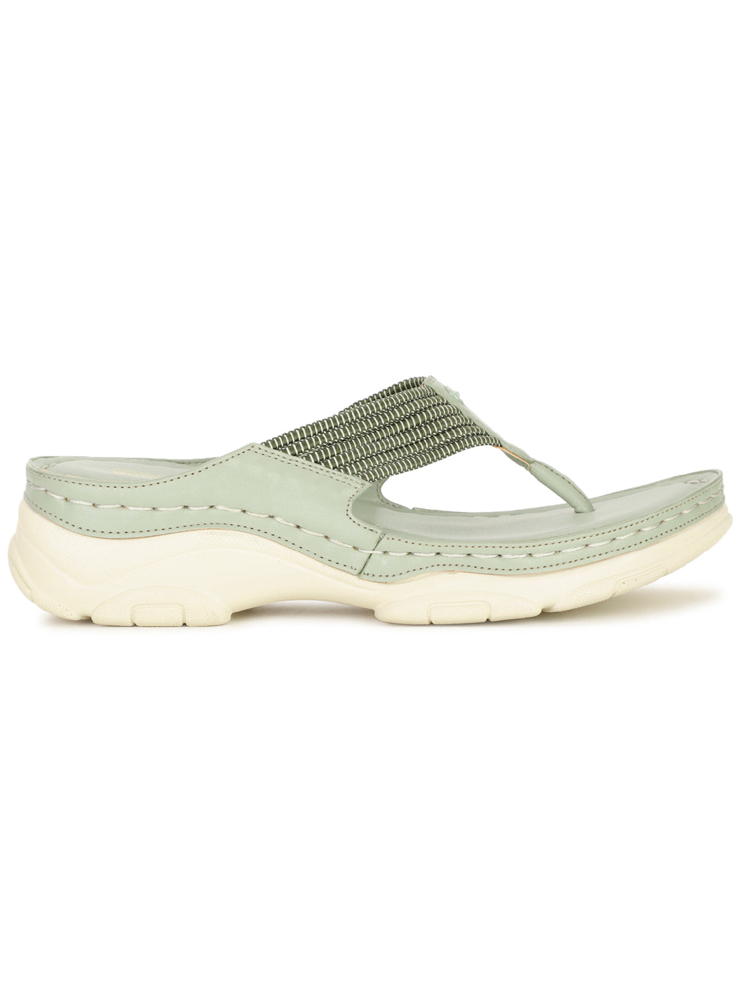 Bata Comfit Women Light Green Wedge Heel Thong Sandal - Light Green - View 2