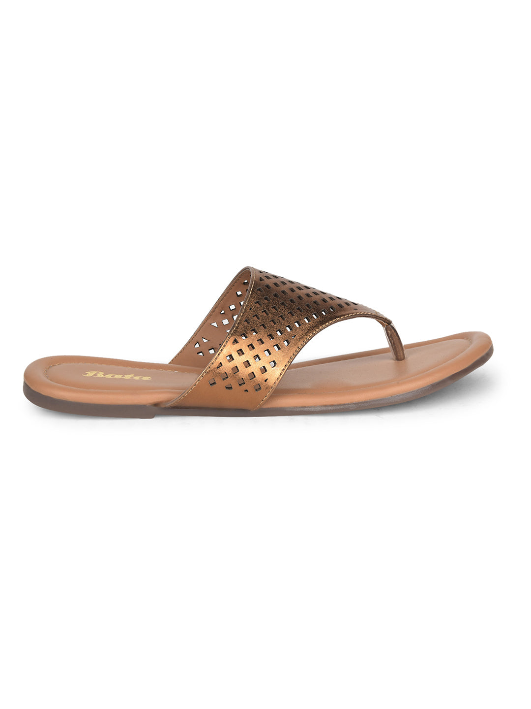 Bata Women's Copper Casual Thong Flats - Copper