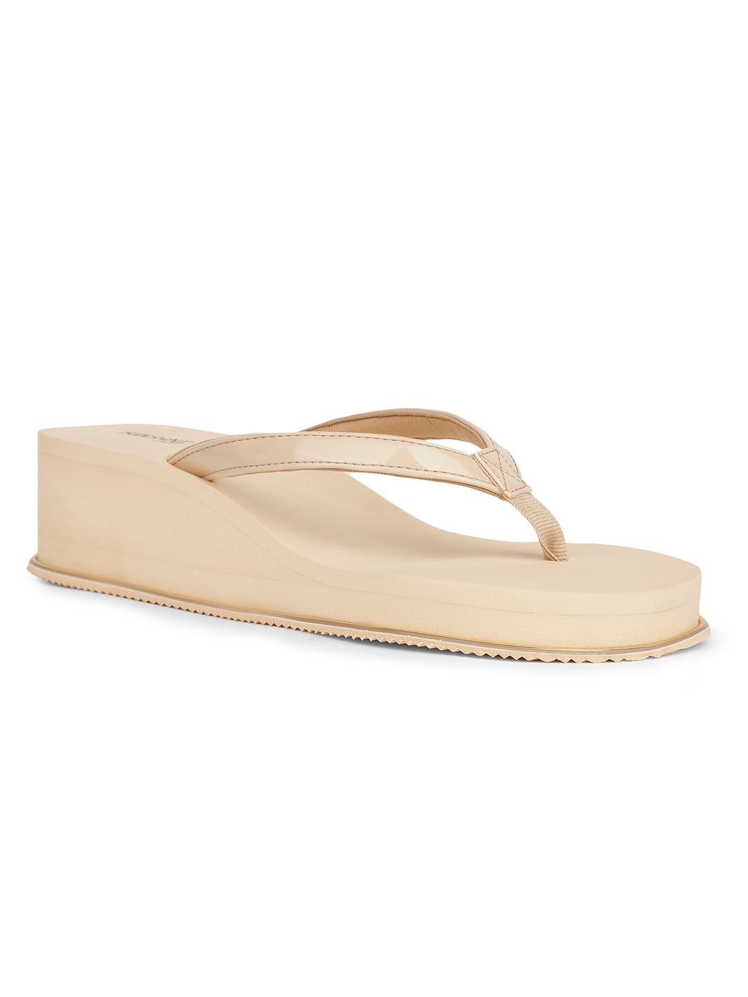 Bata Women Beige Wedge Heel Thong Sandal - Beige - View 1