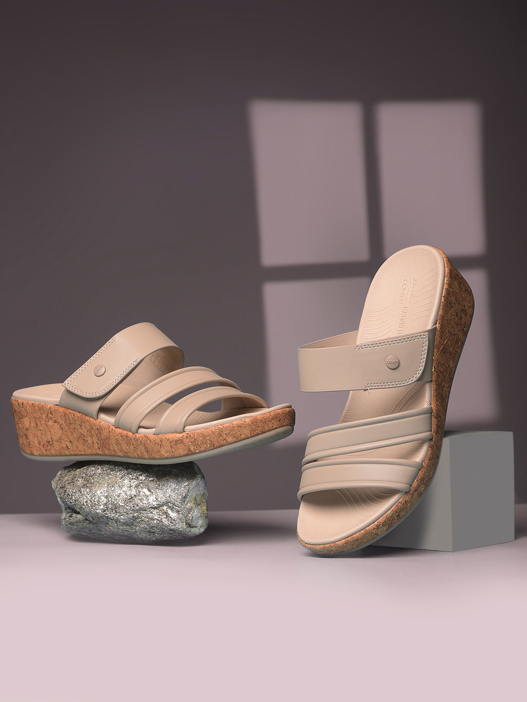 Bata Comfit Women Beige Wedge Heel Mule Sandal - Beige - View 6
