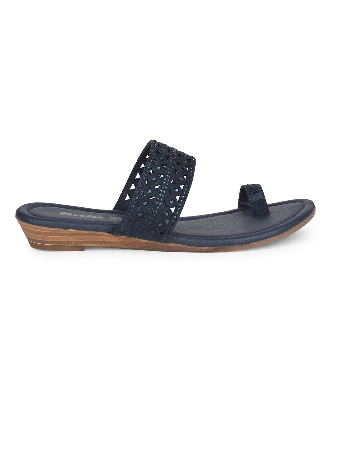 Bata Women's Navy Ethnic Toe Ring Flats - Navy
