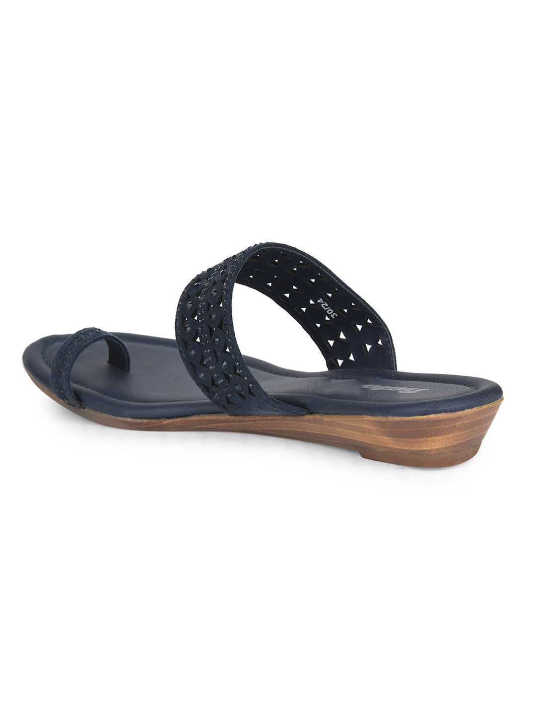 Bata Women's Navy Ethnic Toe Ring Flats - Navy