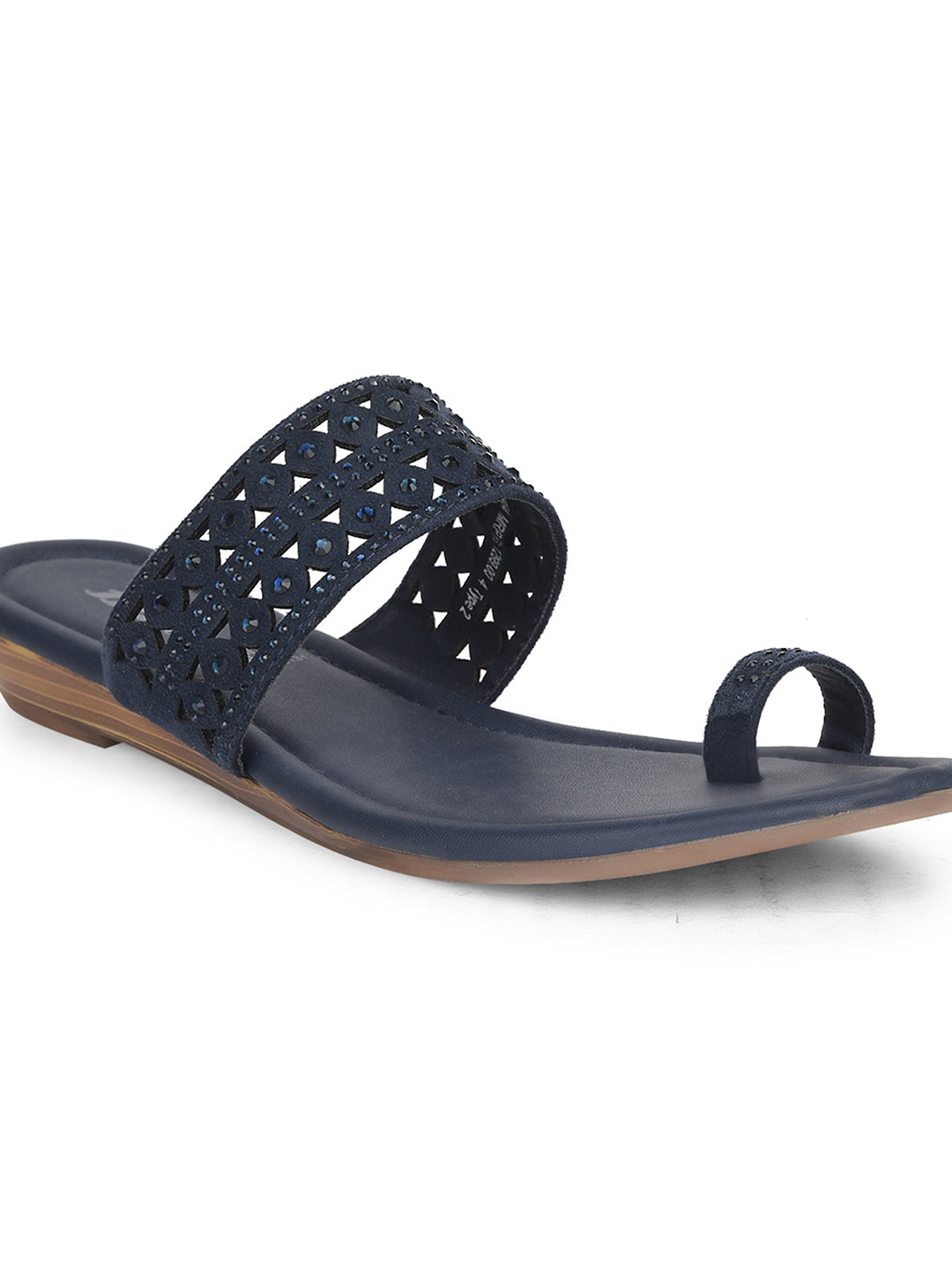 Bata Women's Navy Ethnic Toe Ring Flats - Navy