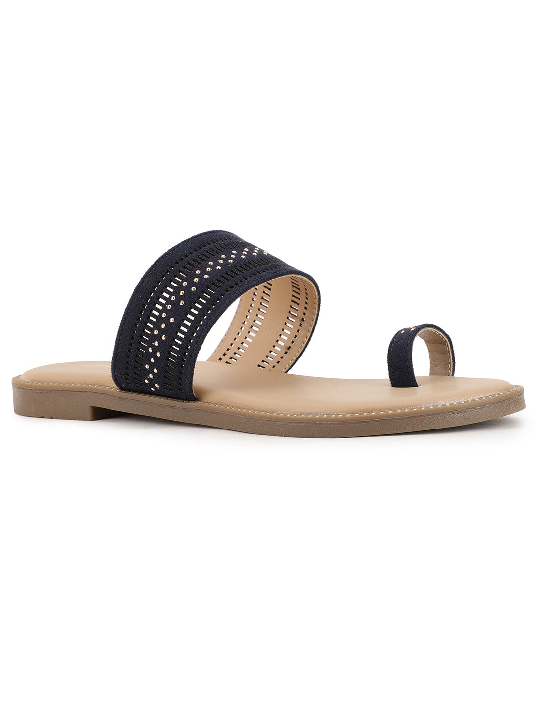 Bata Women Blue Casual Toe Ring Flats - Blue - View 1