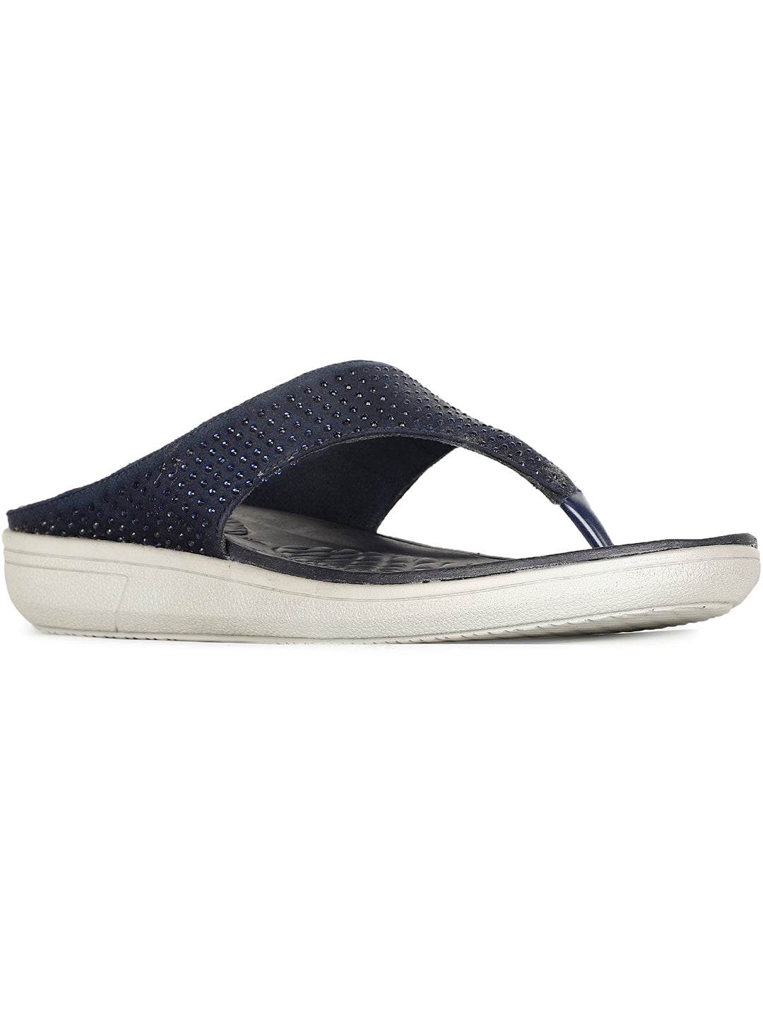 Bata Comfit Women's Navy Wedge Heel Thong Sandals - Navy