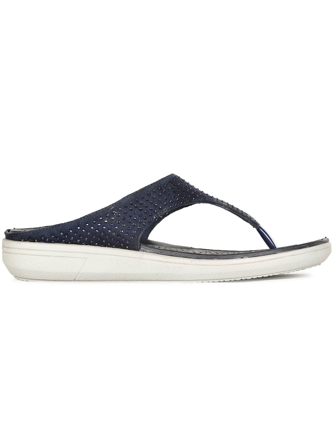 Bata Comfit Women's Navy Wedge Heel Thong Sandals - Navy