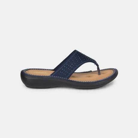 Bata Women Navy Blue Wedge Heel Thong Sandal