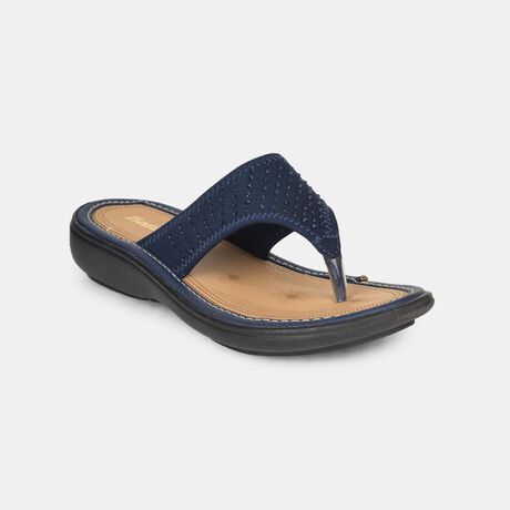 Bata Women Navy Blue Wedge Heel Thong Sandal