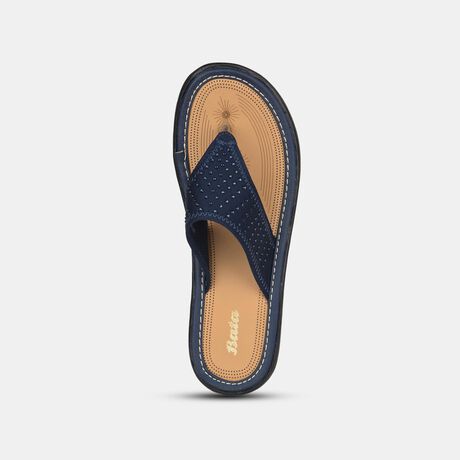 Bata Women Navy Blue Wedge Heel Thong Sandal