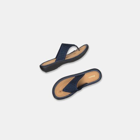 Bata Women Navy Blue Wedge Heel Thong Sandal