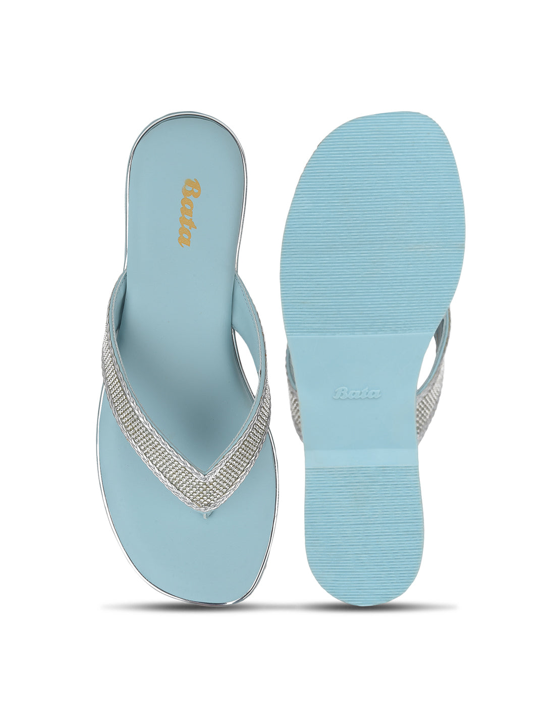 Bata Women Light Blue Casual Thong Flats - Light Blue - View 4