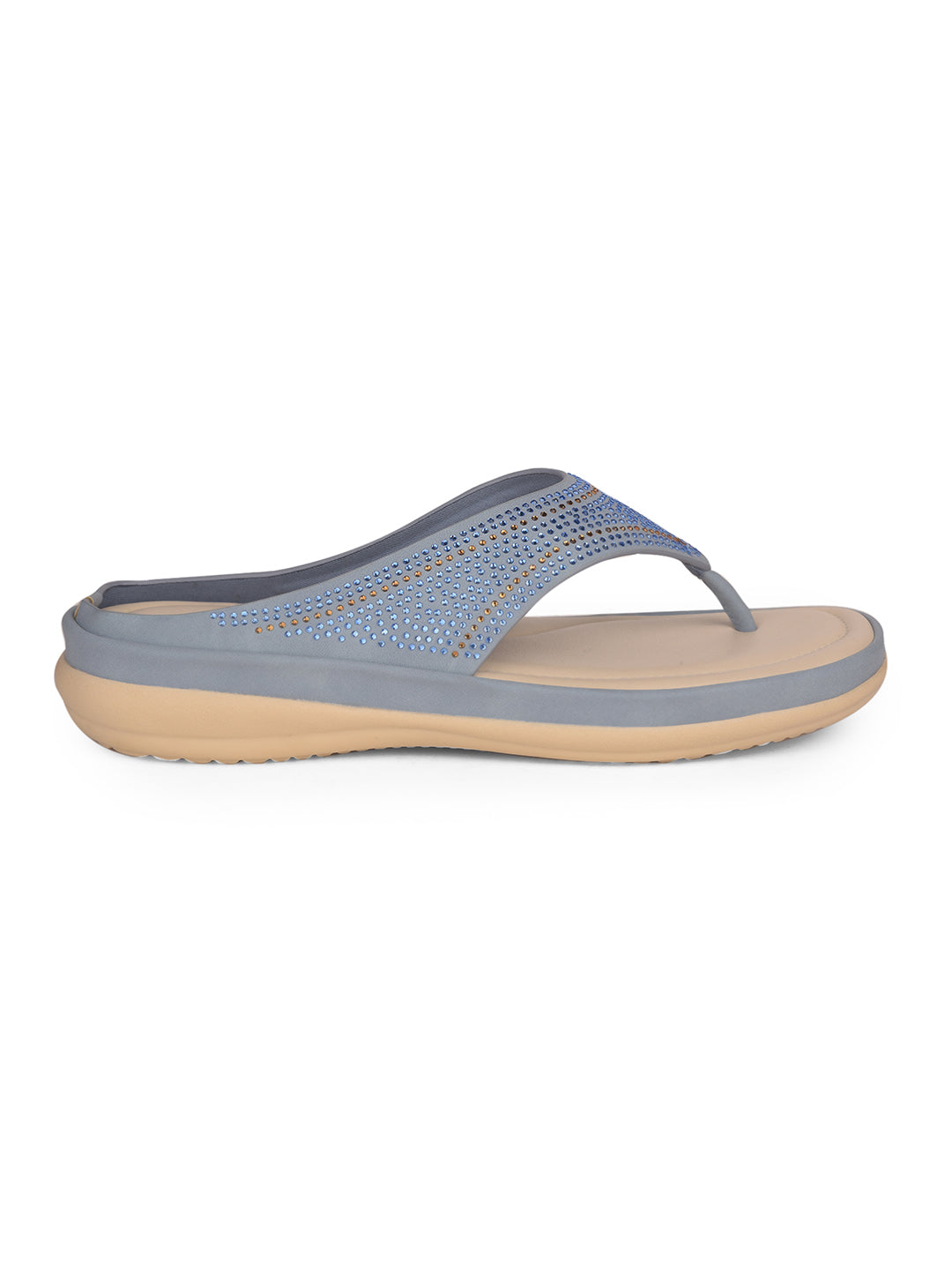 Bata Comfit Women Blue Wedge Heel Thong Sandal - Blue - View 2