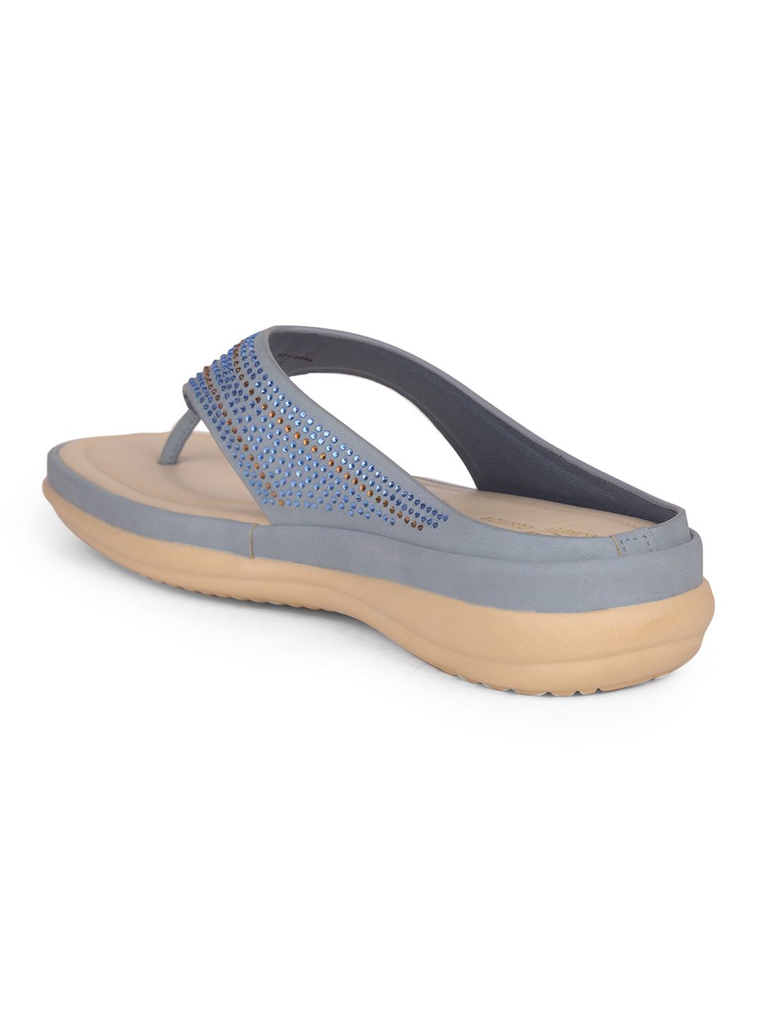 Bata Comfit Women Blue Wedge Heel Thong Sandal - Blue - View 3