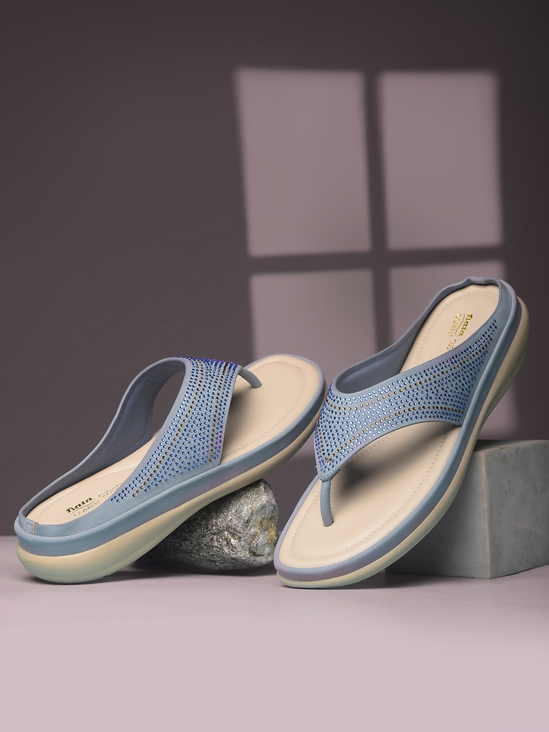 Bata Comfit Women Blue Wedge Heel Thong Sandal - Blue - View 6