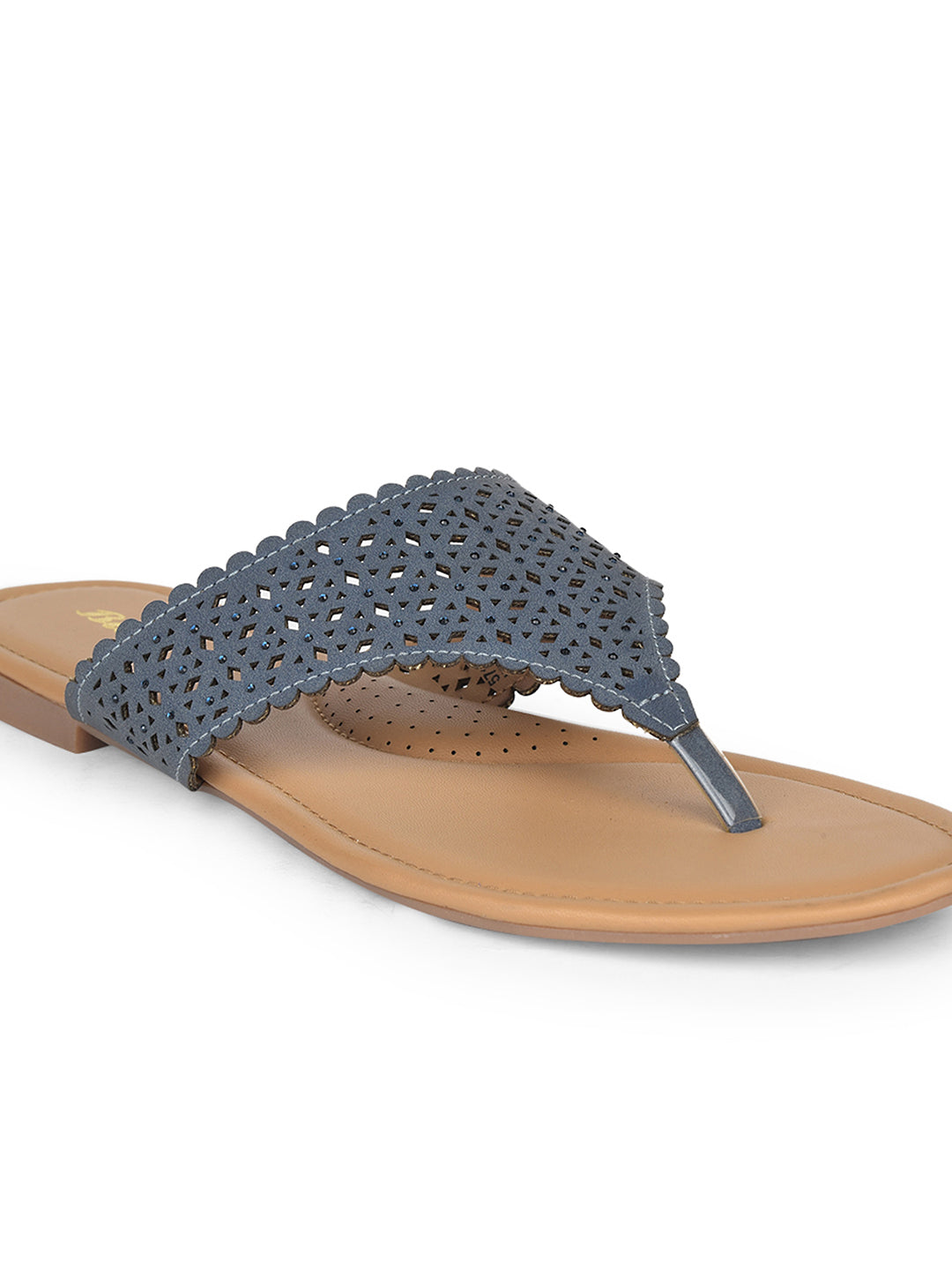 Bata Women's Blue Casual Thong Flats - Blue