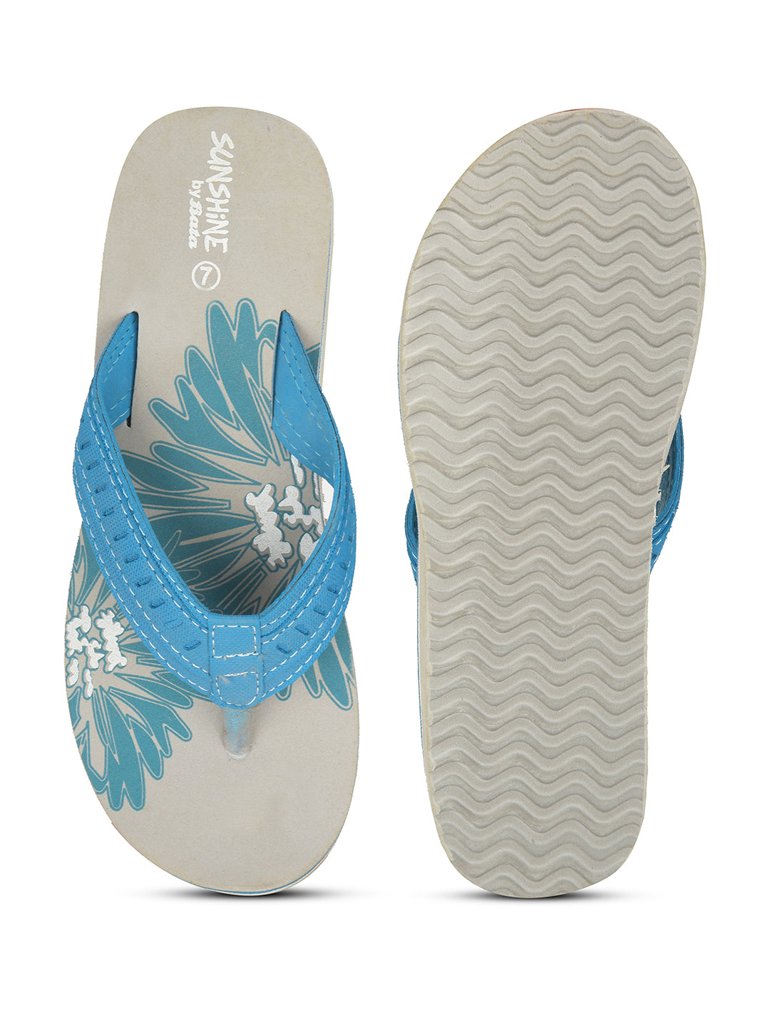 Bata Women's Blue Casual Flip-Flops - Blue