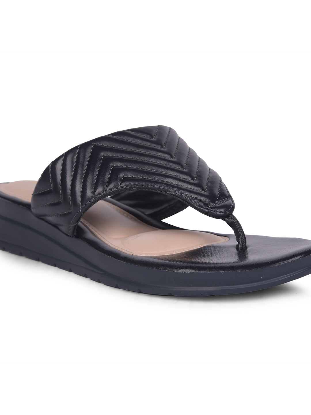 Bata Women Navy Blue Wedge Heel Thong Sandal - Navy Blue - View 5