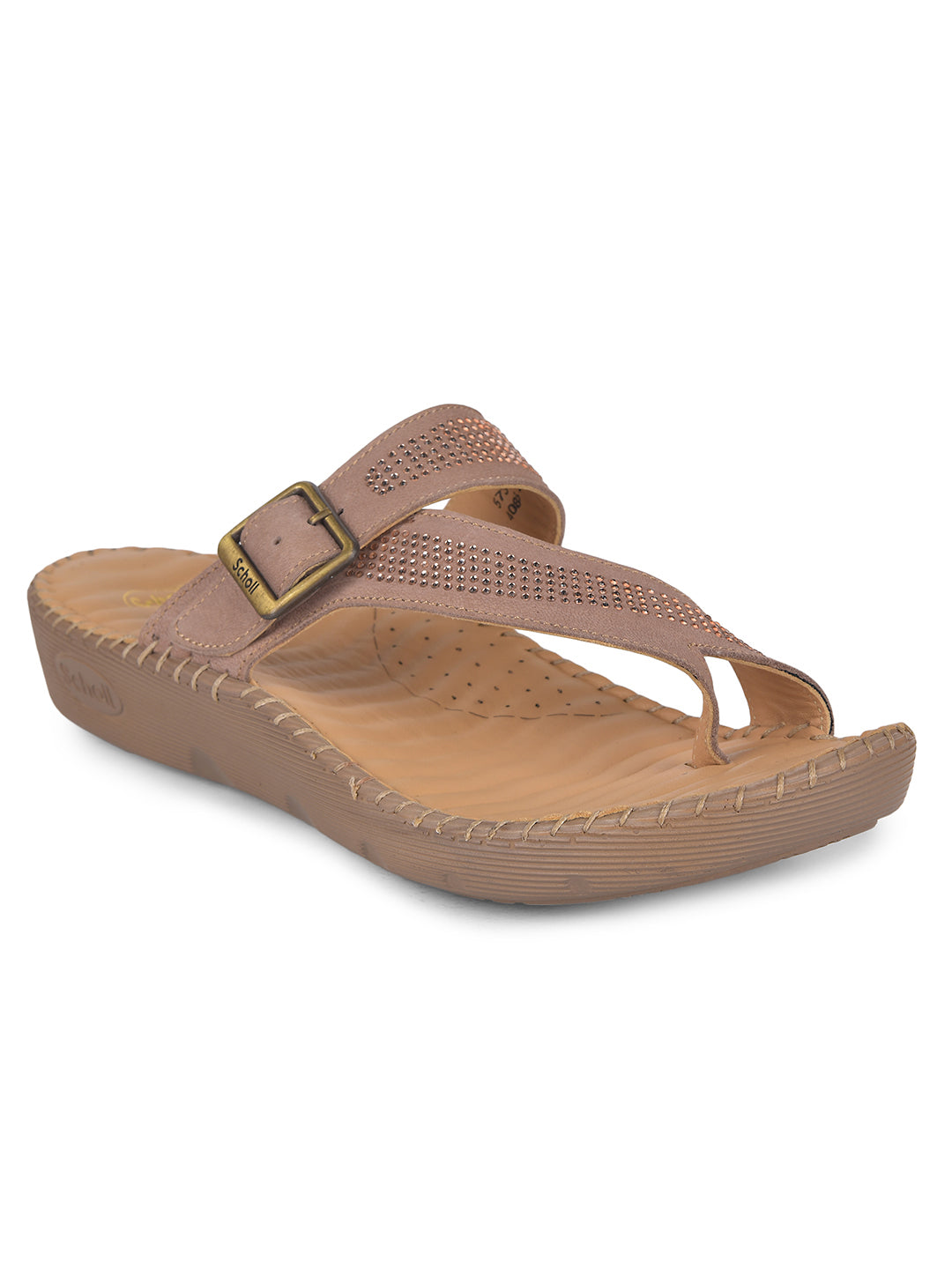 Scholl Women Tan Wedge Heel Toe Ring Sandal - Tan - View 1