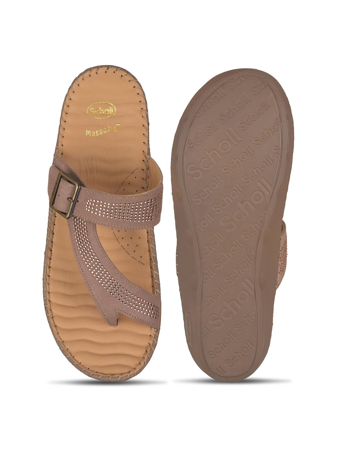 Scholl Women Tan Wedge Heel Toe Ring Sandal - Tan - View 4
