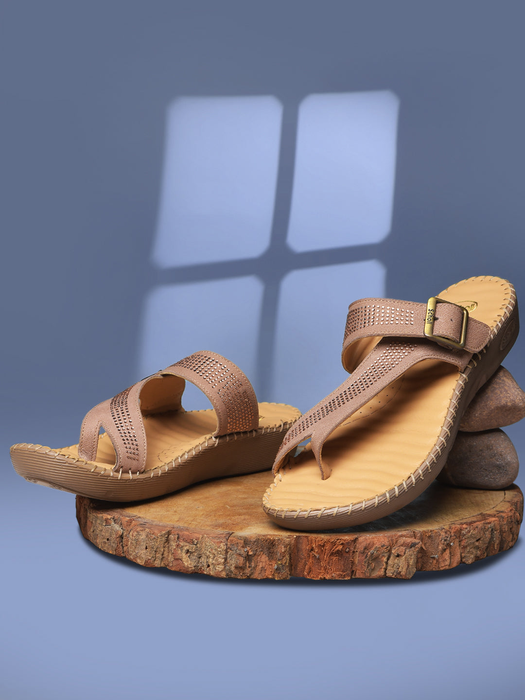 Scholl Women Tan Wedge Heel Toe Ring Sandal - Tan - View 6
