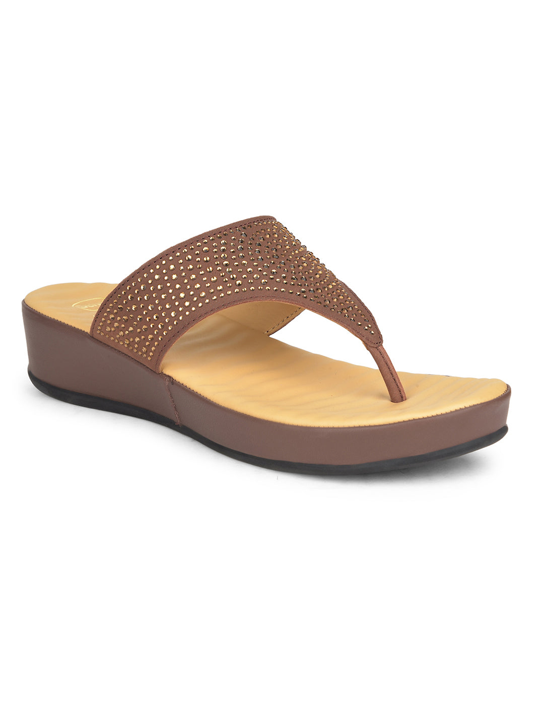 Scholl Women Brown Wedge Heel Thong Sandal - Brown - View 1