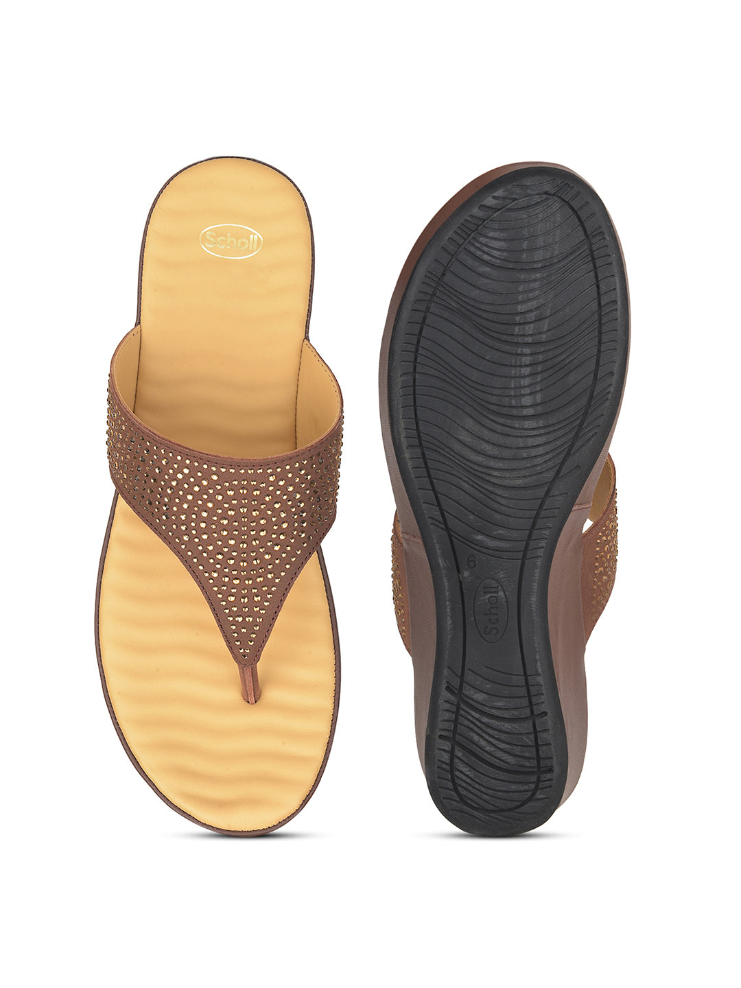 Scholl Women Brown Wedge Heel Thong Sandal - Brown - View 4