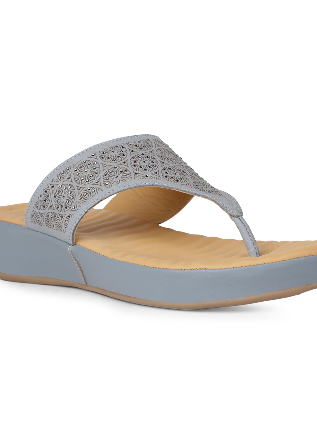 Scholl Women Blue Wedge Heel Thong Sandal - Blue - View 5