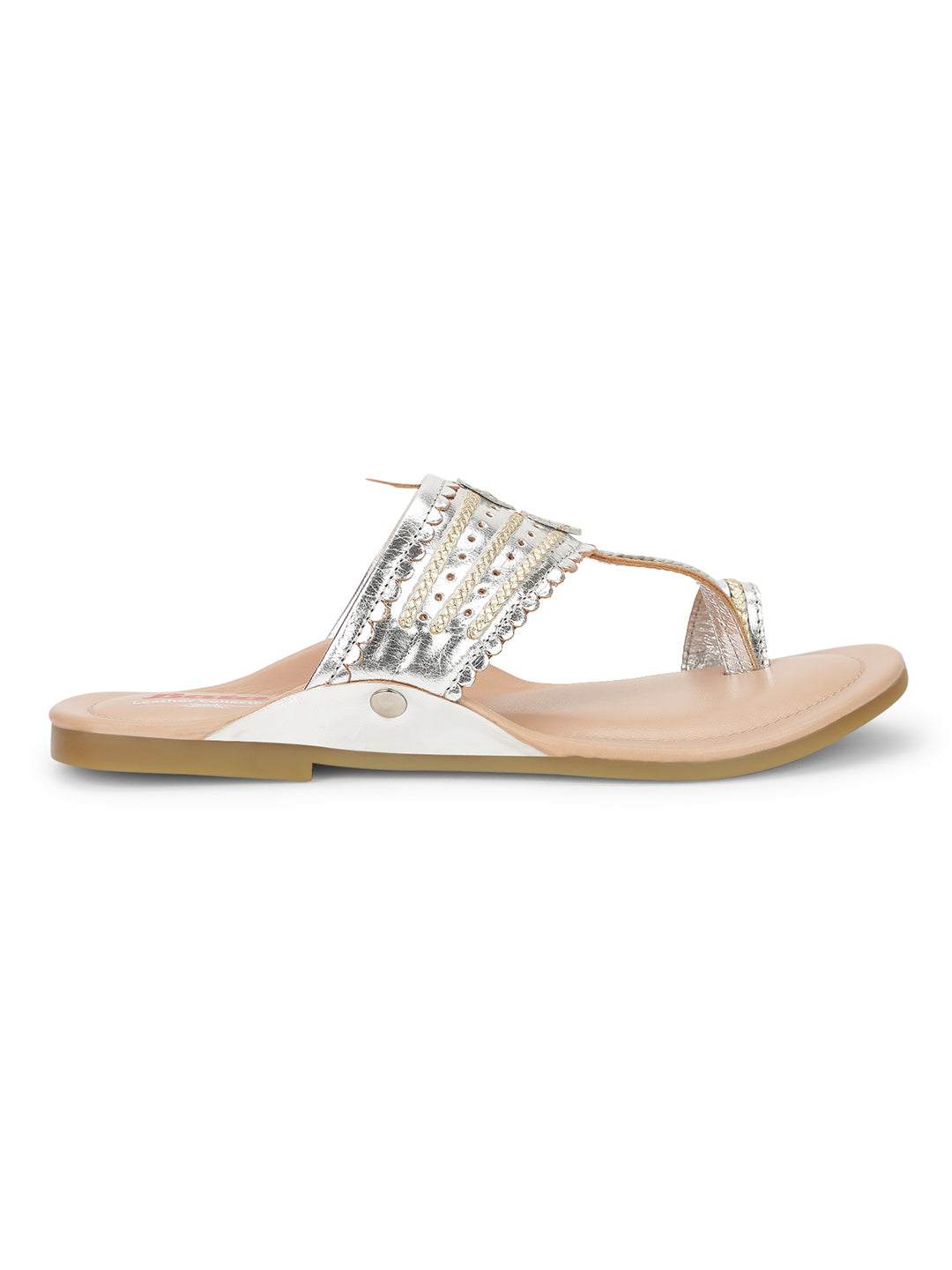 Bata Women Silver Casual Toe Ring Flats - Silver - View 2